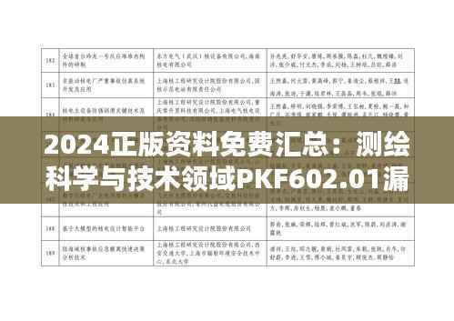2024正版资料免费汇总:测绘科学与技术领域PKF602.01漏版解析