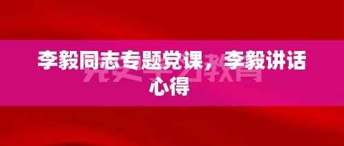 李毅同志专题党课,李毅讲话心得