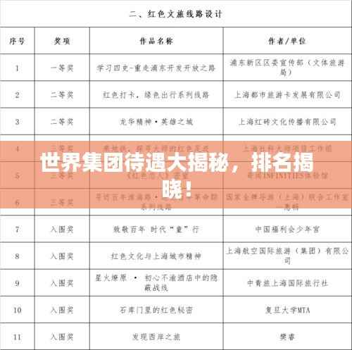 世界集团待遇大揭秘,排名揭晓!